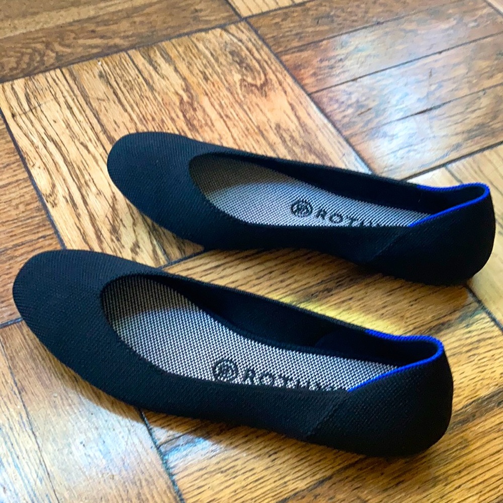 Rothy’s, The Flat, Black Solid, Size 9, worn once